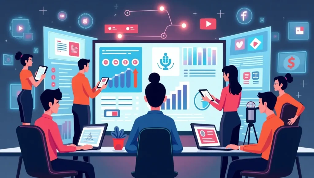 Content creators working with a digital agency to monetize their content.